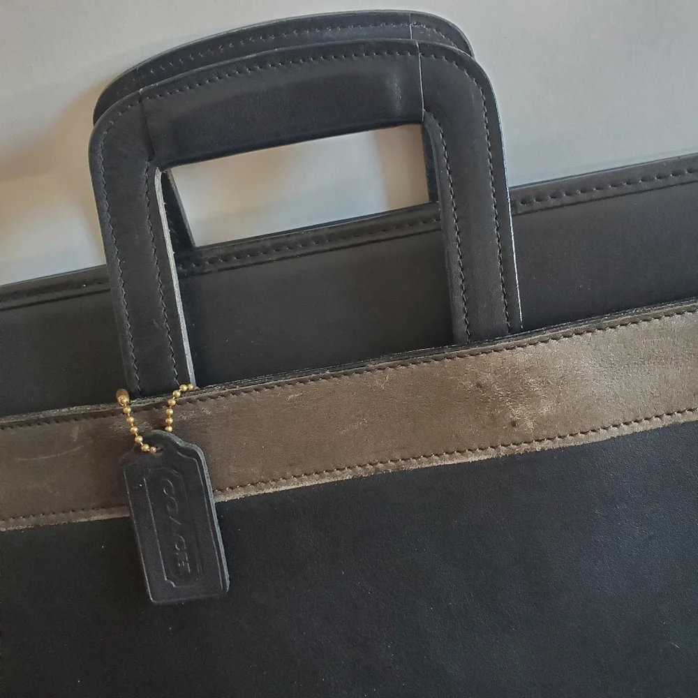 Vintage Coach Black Leather Briefcase Laptop Bag